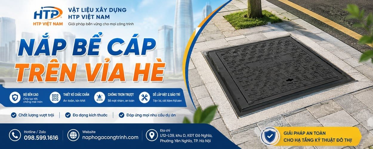 Nắp bể cáp trên vỉa hè