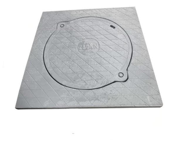 Nắp hố ga composite 800×800 khung vuông dương nắp tròn