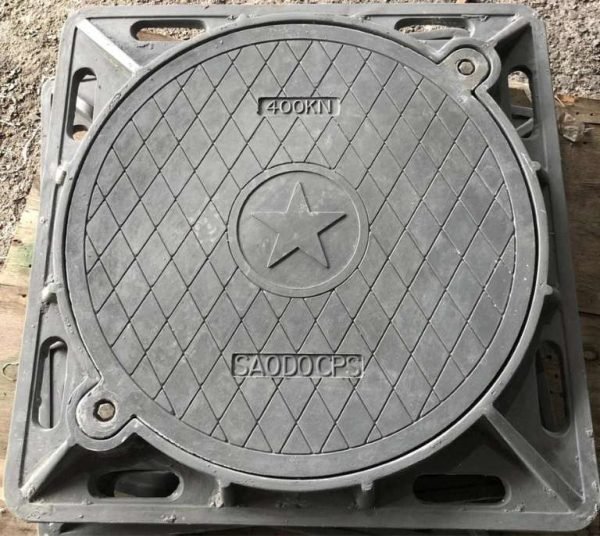 Nắp hố ga composite 900×900 khung âm nắp tròn