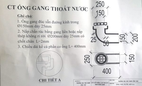 Đọc bản vẽ nắp hố ga bằng gang và báo giá cho khách