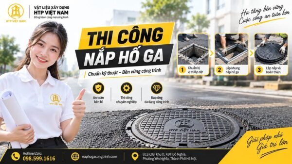 Thi công nắp hố ga