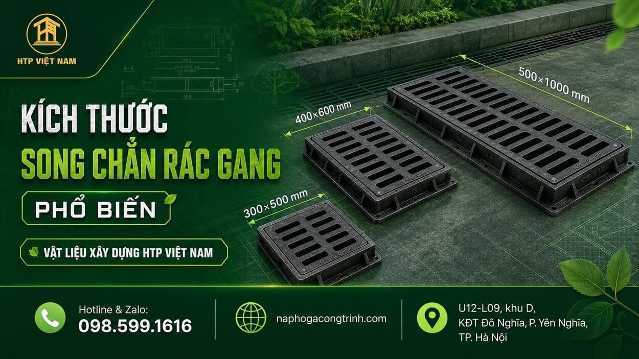 Kích thước song chắn rác gang phổ biến