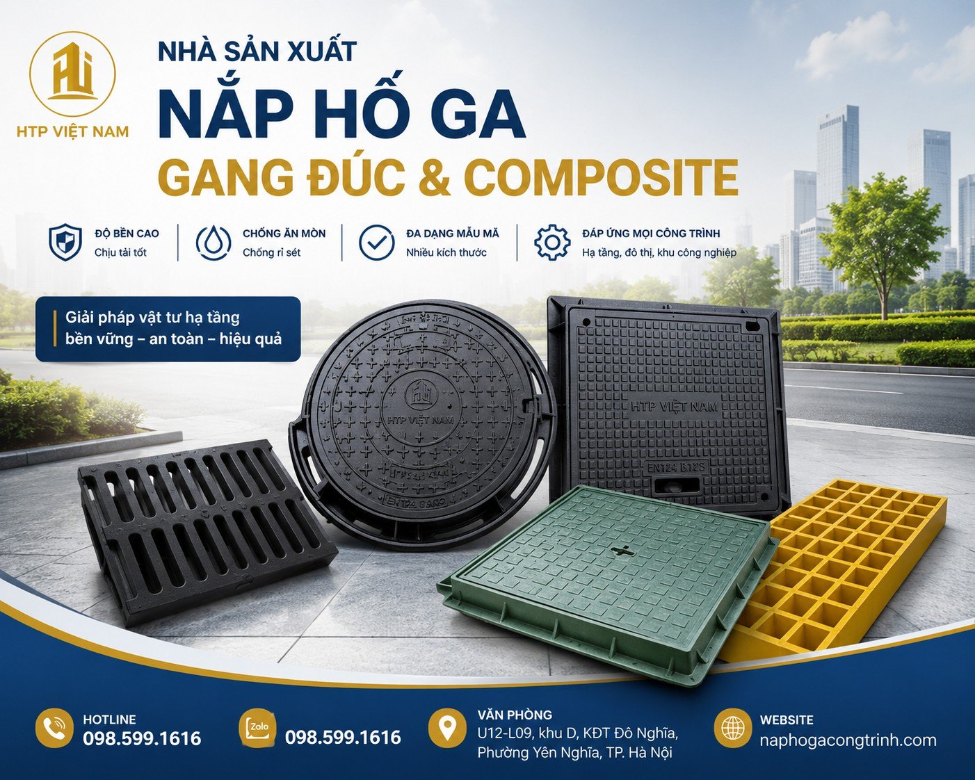Nhà sản xuất nắp hố ga gang đúc & composite