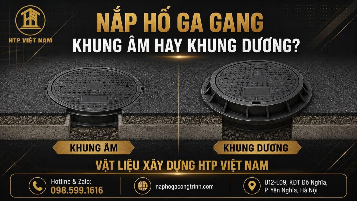 Nắp hố ga gang khung âm hay khung dương