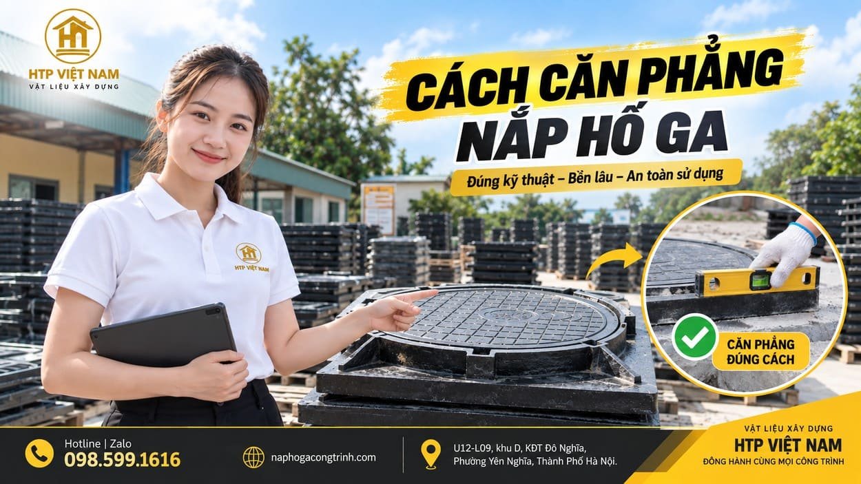 Cách căn phẳng nắp hố ga
