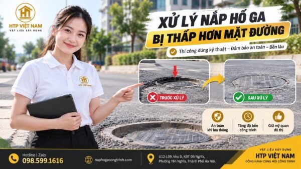 Xử lý nắp hố ga bị thấp hơn mặt đường