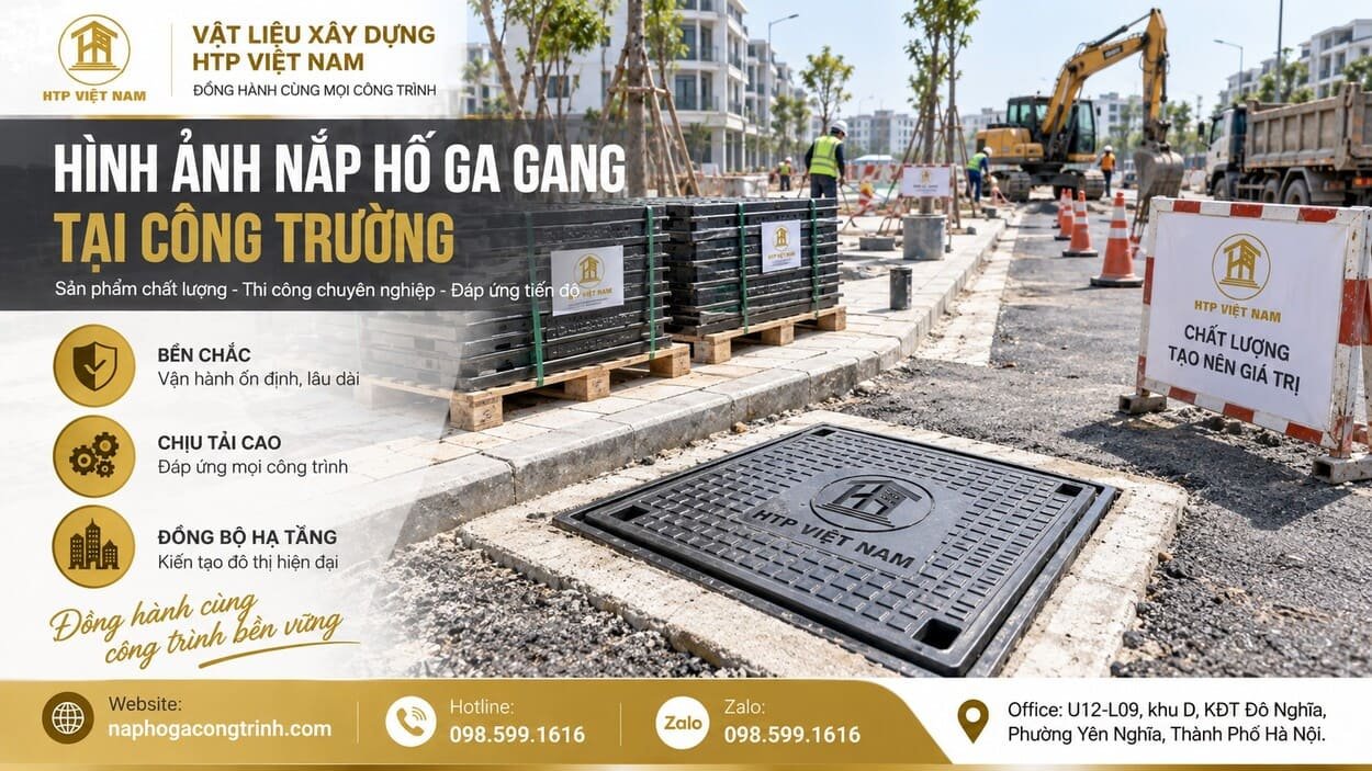 Hình ảnh nắp hố ga gang tại công trường