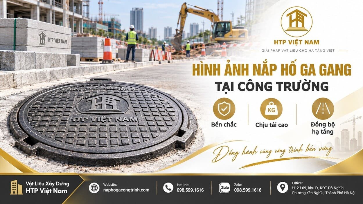Hình ảnh nắp hố ga gang tại công trường