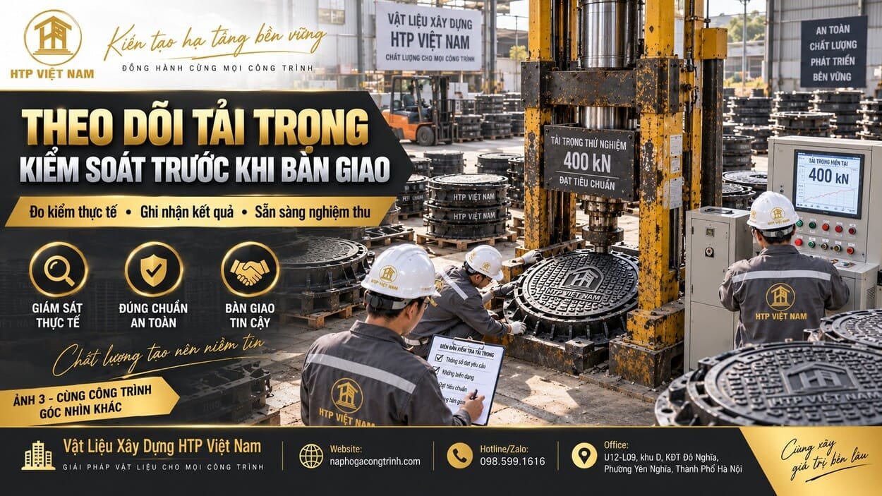 Kiểm tra tải trọng nắp hố ga trước giao