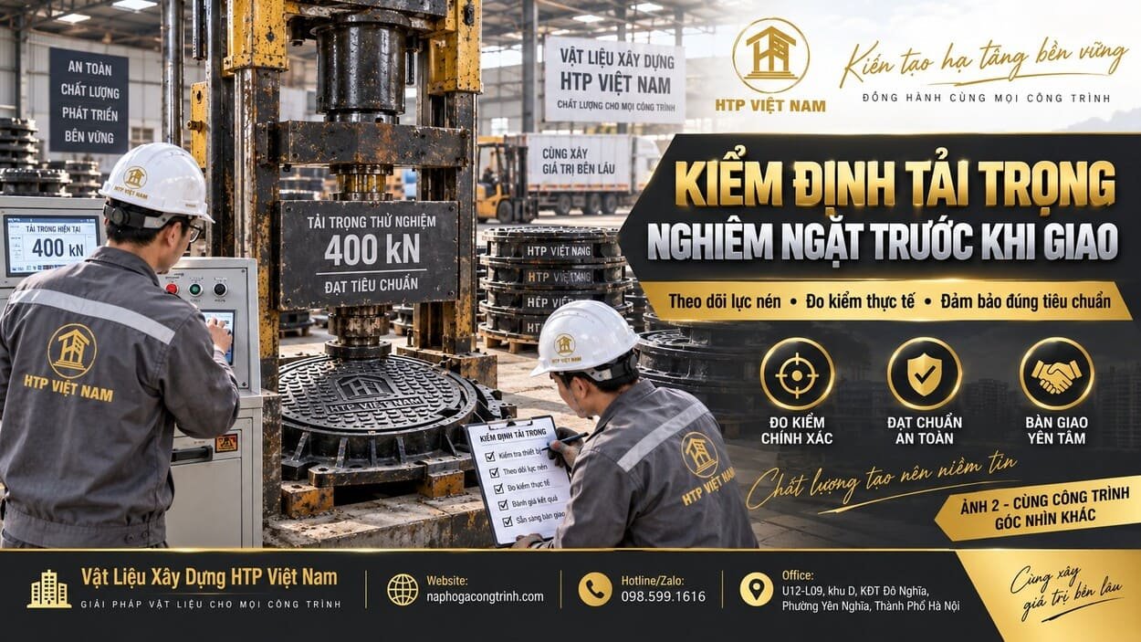 Kiểm tra tải trọng nắp hố ga trước giao