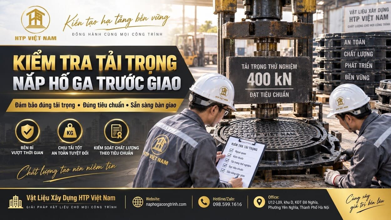Kiểm tra tải trọng nắp hố ga trước giao
