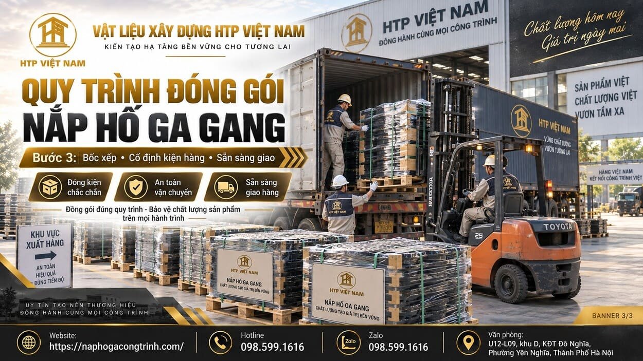 Quy trình đóng gói nắp hố ga gang